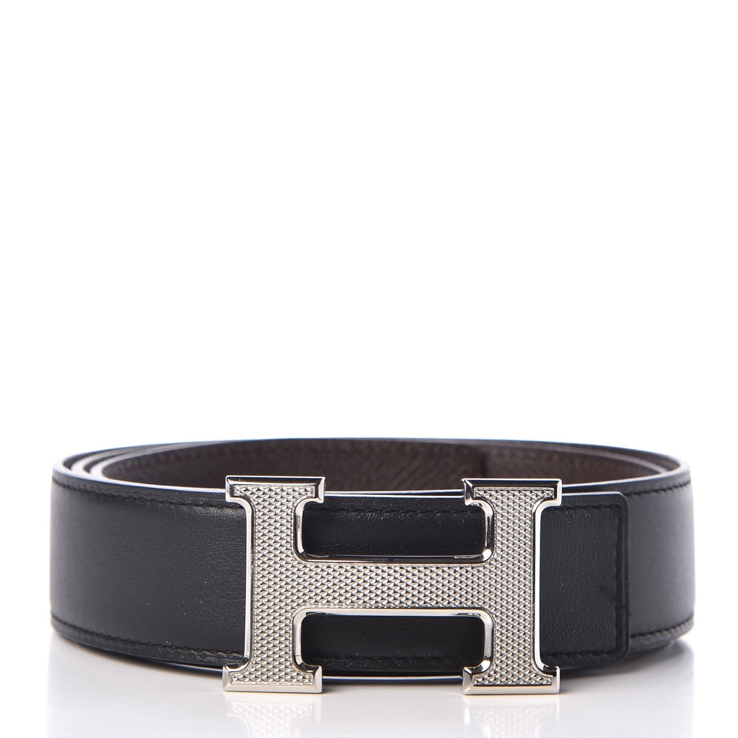 Epsom Swift 32mm Guilloche H Belt 85 Chocolate Black