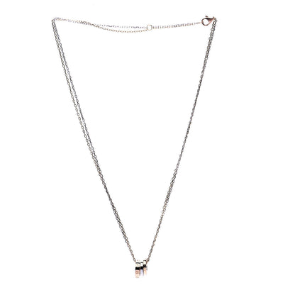 Cartier 18K White Pink Gold Diamond Three Ring LOVE Pendant Necklace 3 of 8