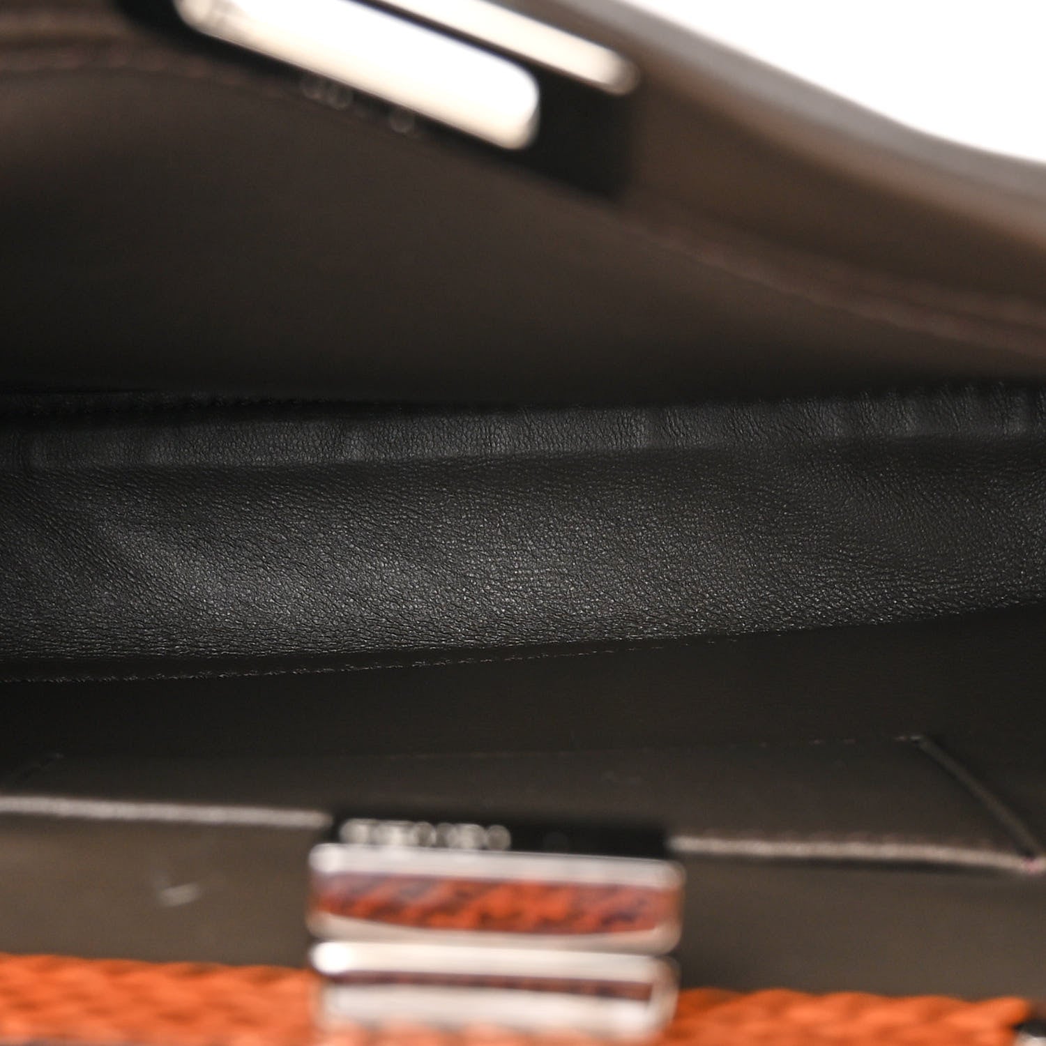 Fendi Calfskin Elaphe Lace Up Selleria Mini Peekaboo Iconic Satchel Verde Prato Arancio 5 of 13
