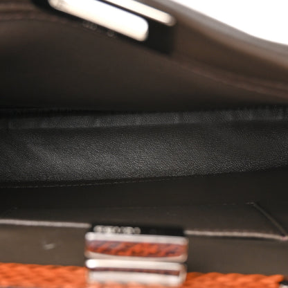 Fendi Calfskin Elaphe Lace Up Selleria Mini Peekaboo Iconic Satchel Verde Prato Arancio 5 of 13