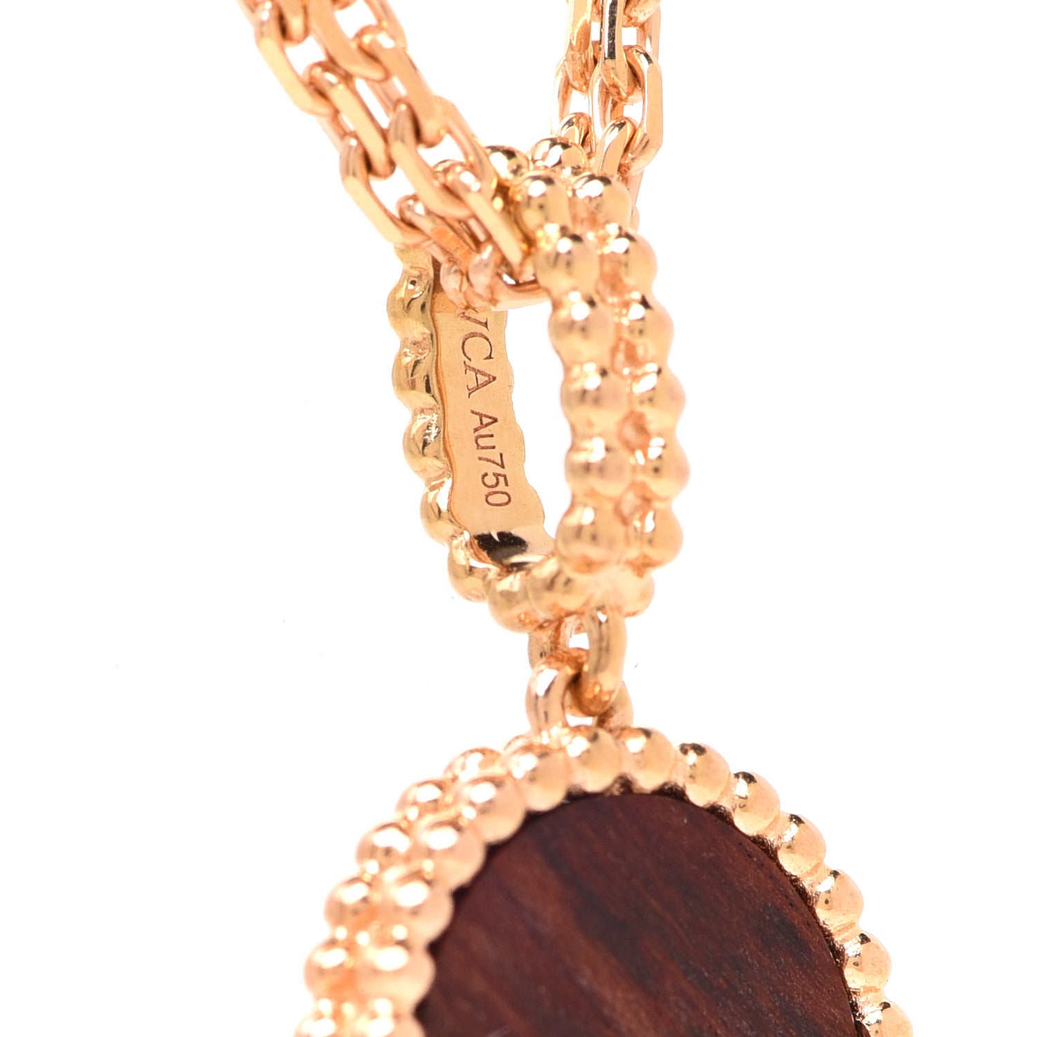 Van Cleef & Arpels 18K Rose Gold Letterwood Magic Alhambra Long Necklace 6 of 6
