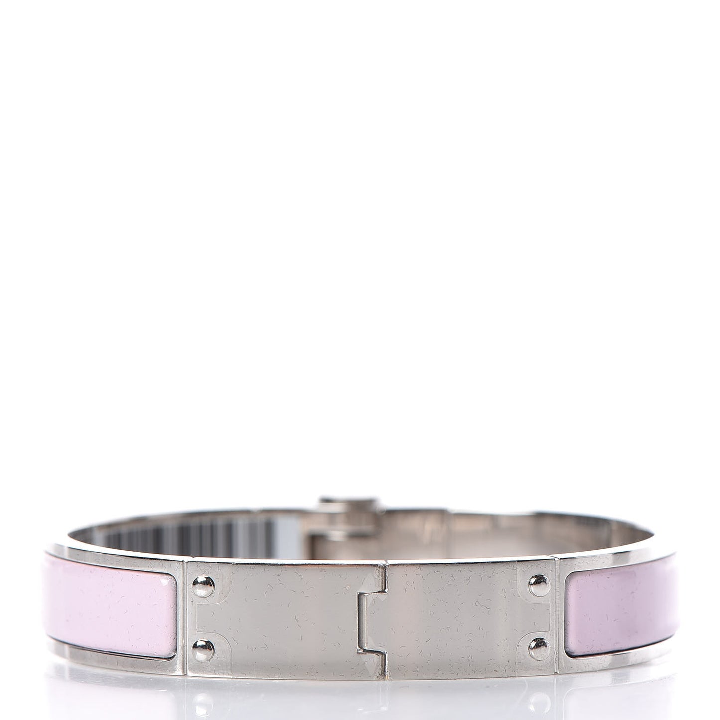 Enamel Charniere Uni Narrow Hinged Bracelet M Rose Dragee