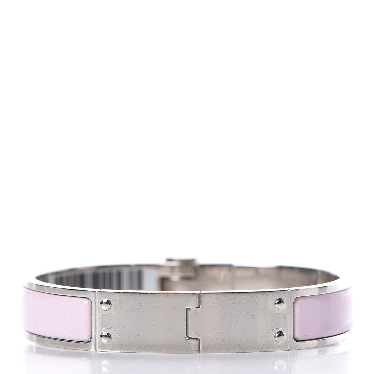 Hermes Enamel Charniere Uni Narrow Hinged Bracelet M Rose Dragee 3 of 4