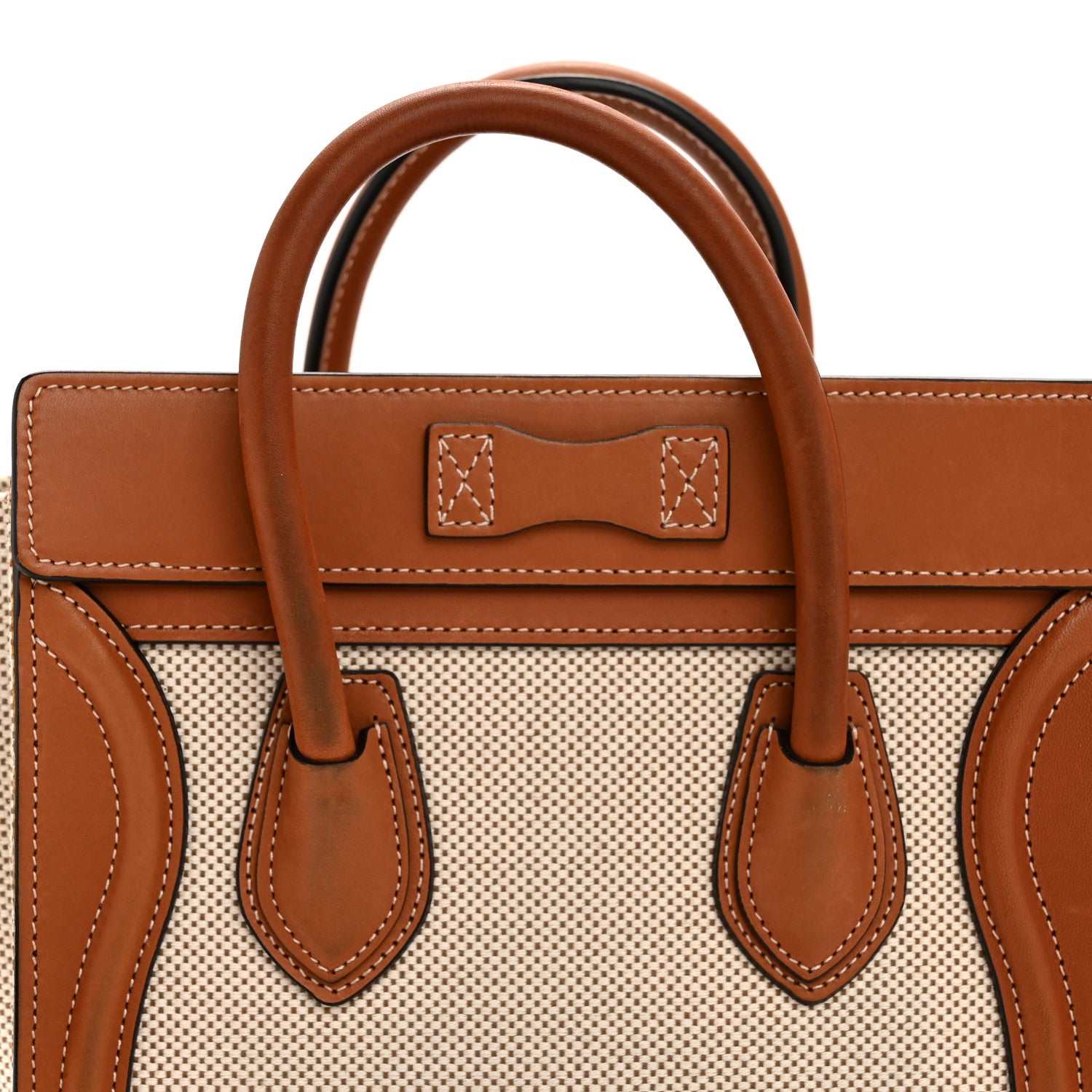 Celine Textile Smooth Calfskin Nano Luggage Tan White 12 of 14