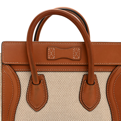 Celine Textile Smooth Calfskin Nano Luggage Tan White 12 of 14