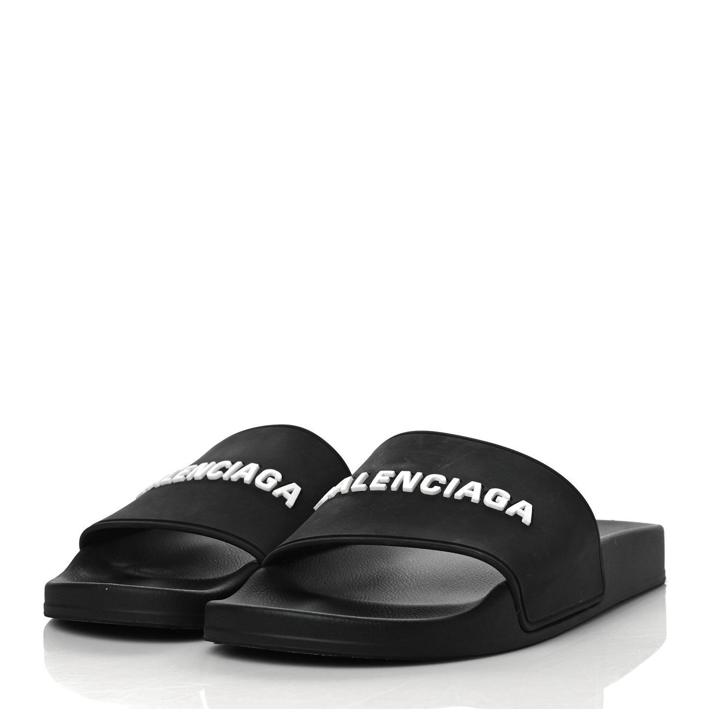 Rubber Womens Logo Pool Slide Sandals 41 Black White