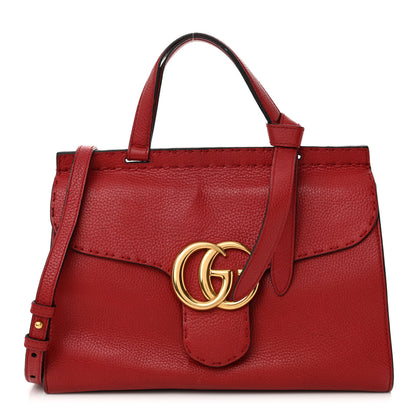 Gucci Calfskin Small GG Marmont Top Handle Bag Vulcanic Red 1 of 13
