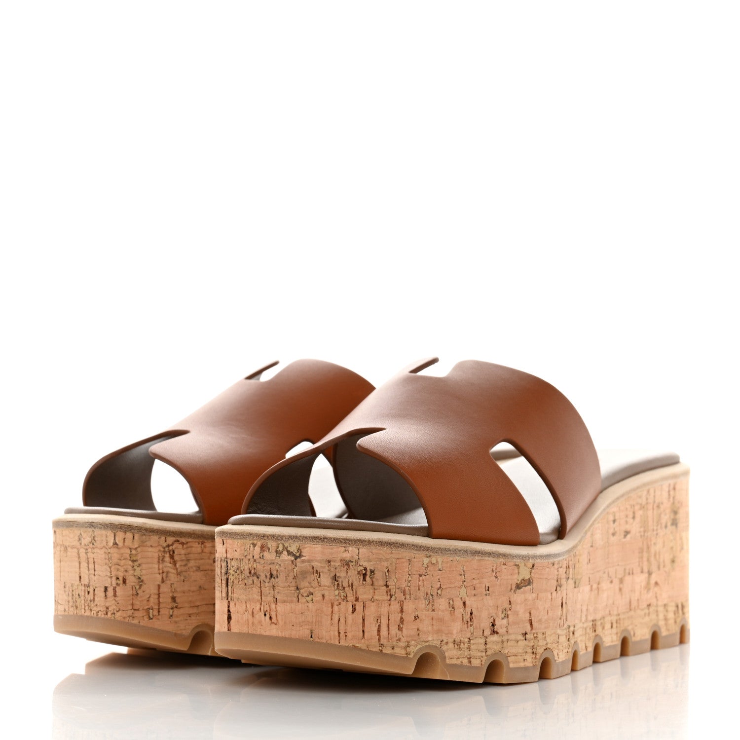 Hermes Calfskin Cork Eze 30 Sandals 38 Marron Glaise 3 of 9