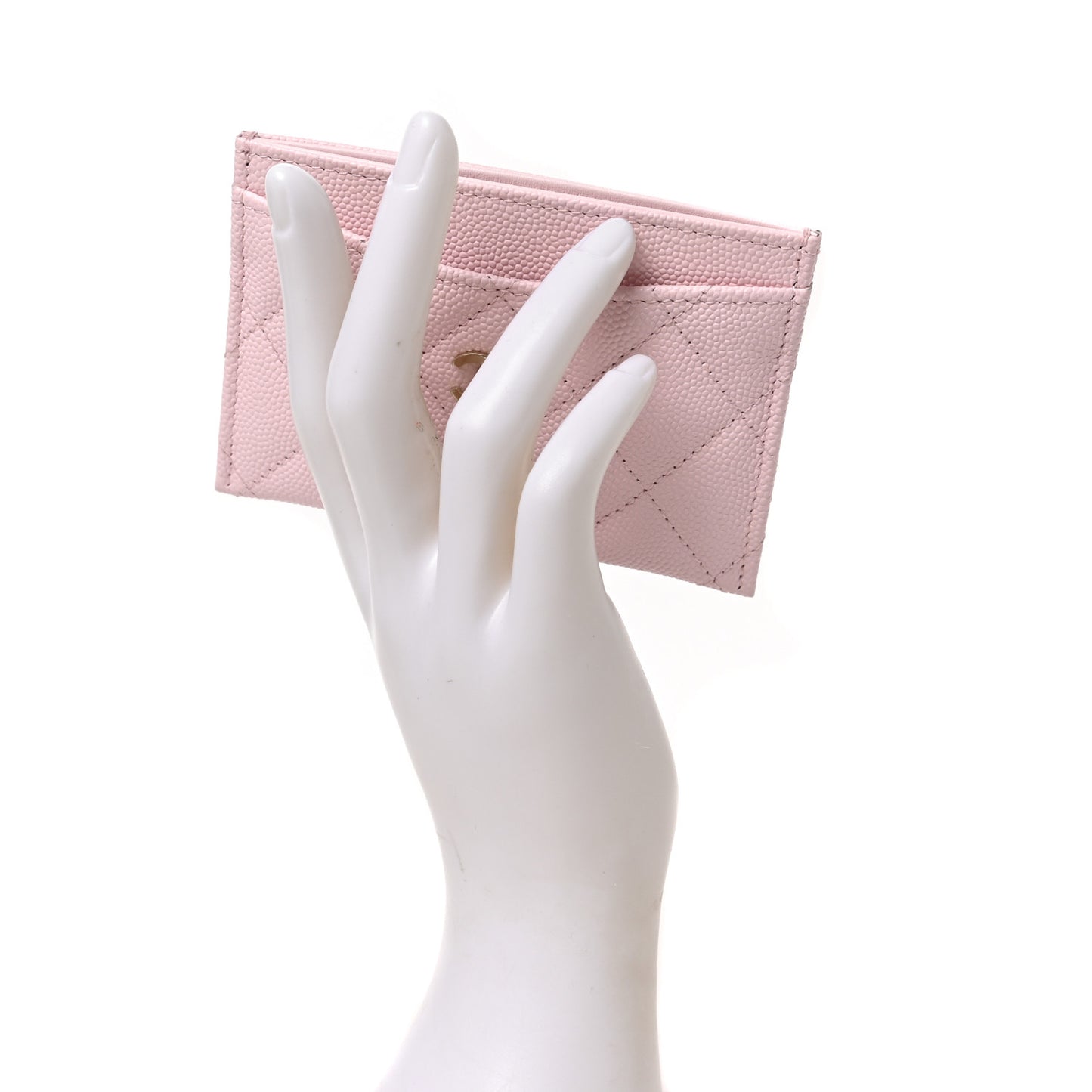 Caviar Quilted Card Holder Light Pink