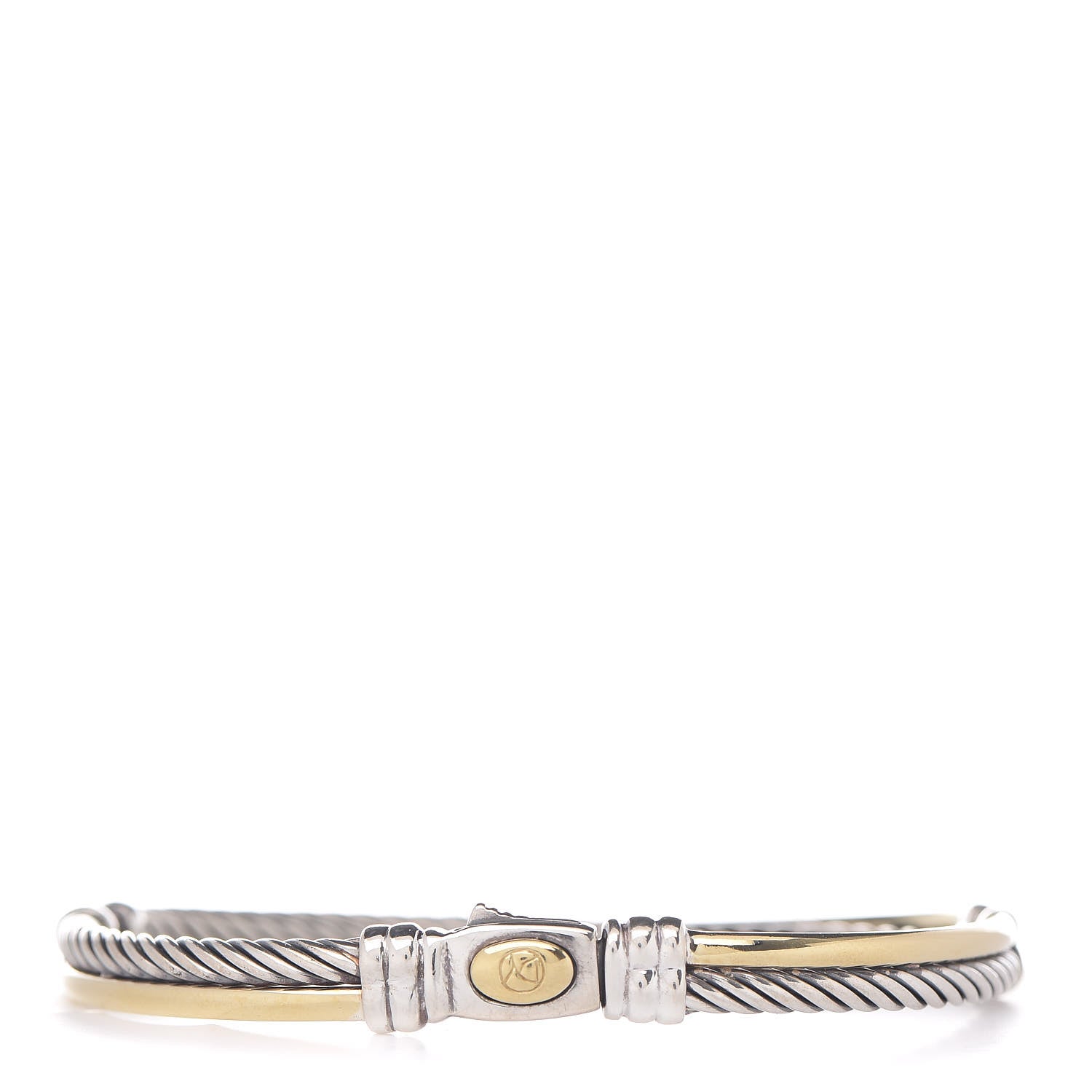 David Yurman Sterling Silver 18K Yellow Gold 3mm Crossover Bracelet 3 of 5