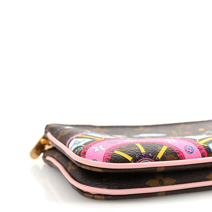 Louis Vuitton Monogram 2020 Christmas Animation Big Wheel Double Zip Pochette Rose Ballerine 7 of 9