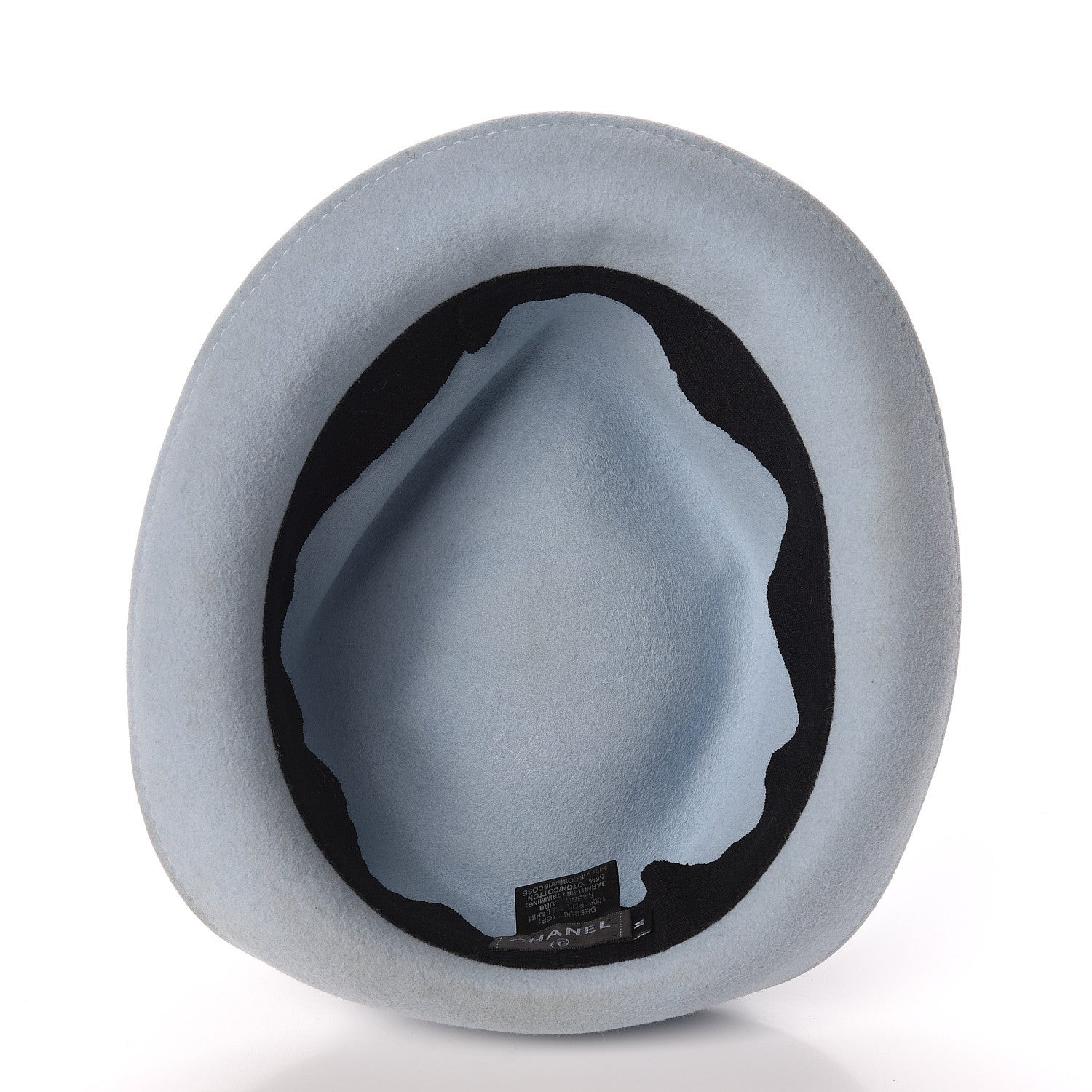 Chanel Rabbit Fur Felt CC Fedora Hat M Light Blue 4 of 8
