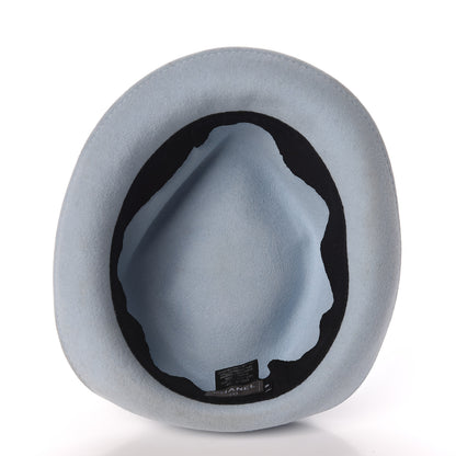 Chanel Rabbit Fur Felt CC Fedora Hat M Light Blue 4 of 8