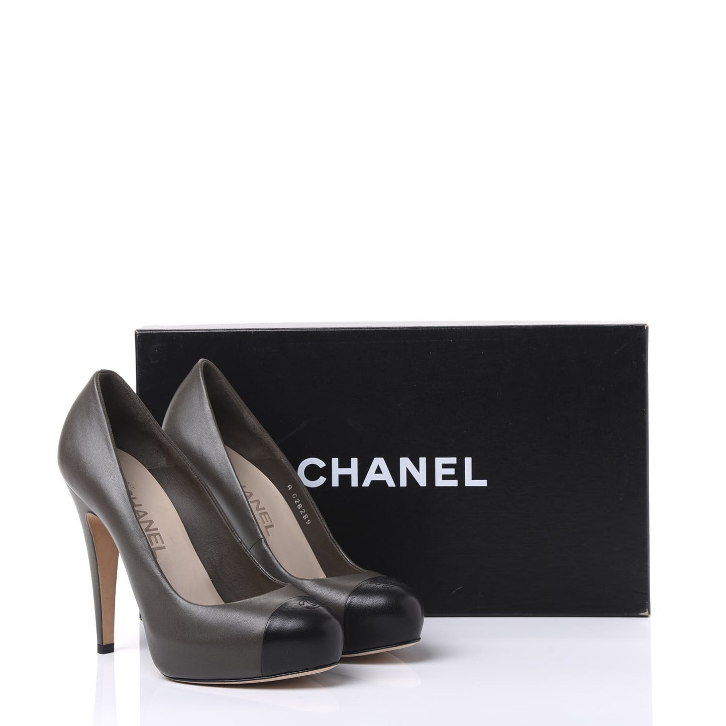 Lambskin Cap Toe CC Pumps 36.5 Grey Black