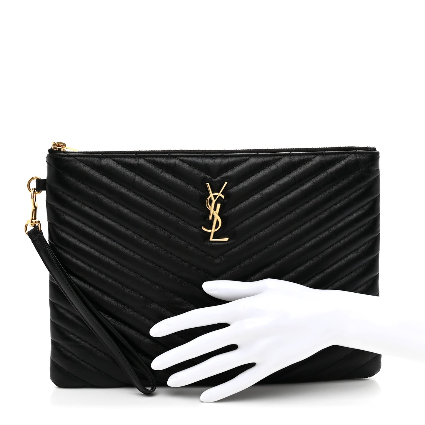 Calfskin Matelasse Monogram Cassandre Tablet Pouch Black