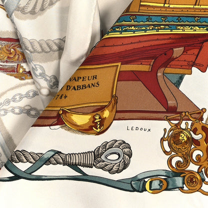 Hermes Silk Bateau A Vapeur De Jouffroy D’Abbans 1784 Scarf 90 4 of 4