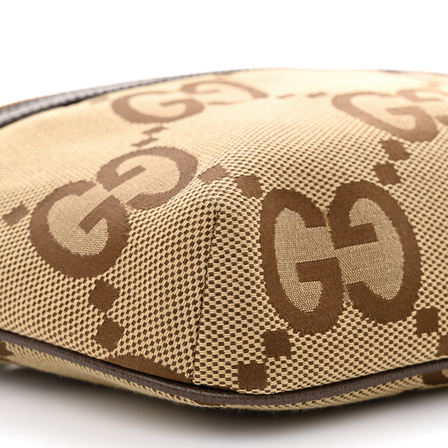 Gucci Monogram Jumbo GG Textured Dollar Calfskin Web Belt Bag Camel Ebony New Acero 9 of 10