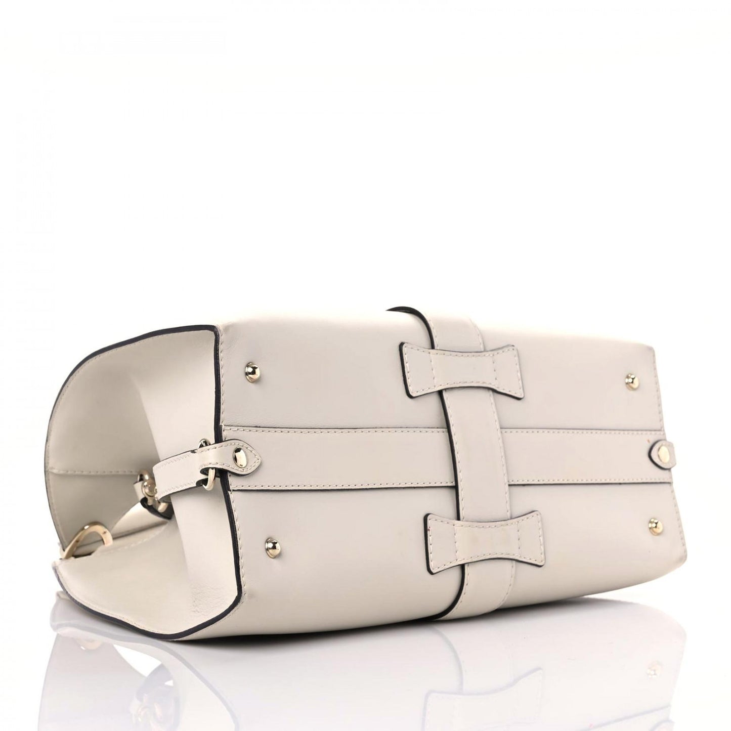 Calfskin Medium Stirrup Top Handle Bag White