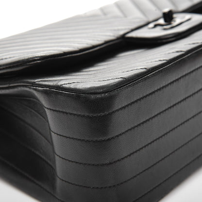 Chanel Lambskin Chevron Quilted Jumbo Double Flap So Black 9 of 15