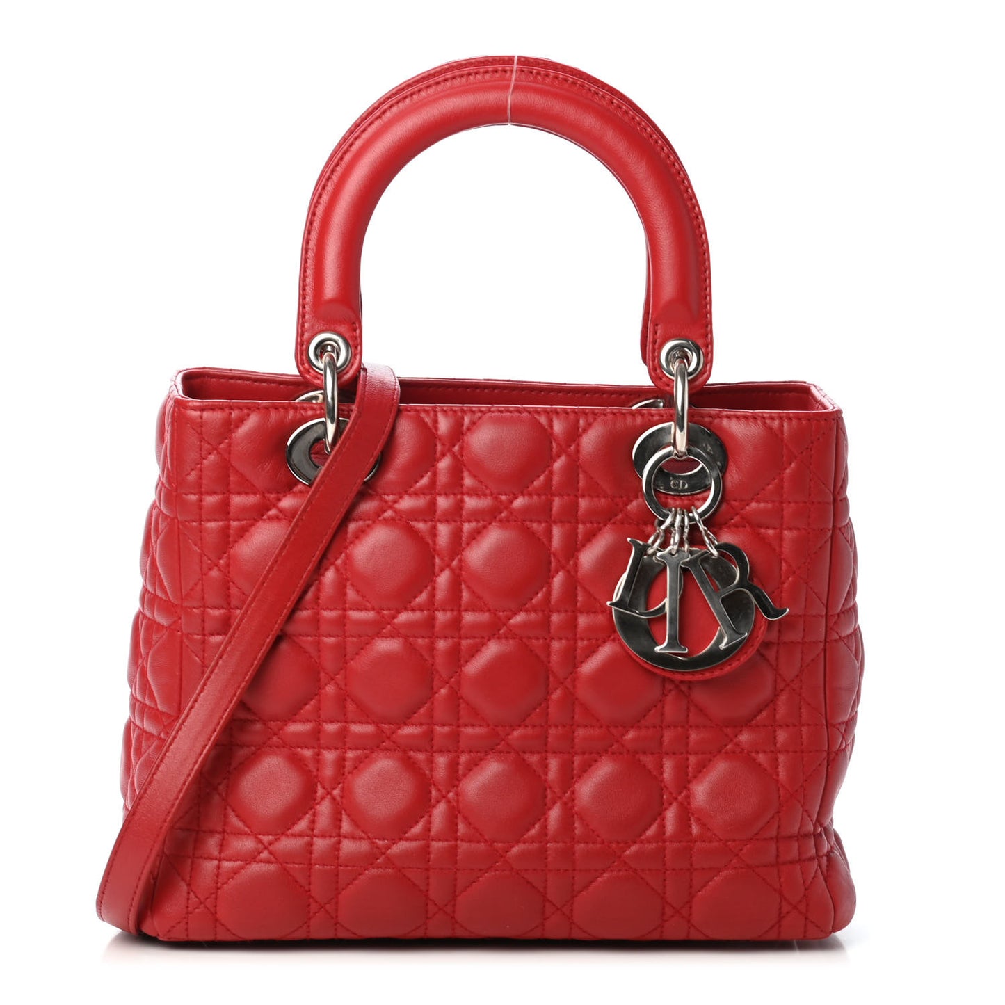 Lambskin Cannage Medium Lady Dior Red