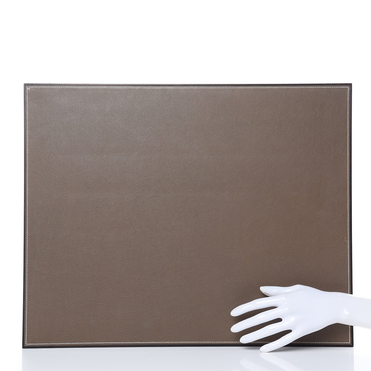Hermes Mahogany Wood Smooth Taurillon Pleiade Desk Blotter Etoupe 2 of 7