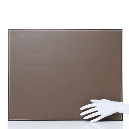 Hermes Mahogany Wood Smooth Taurillon Pleiade Desk Blotter Etoupe 2 of 7