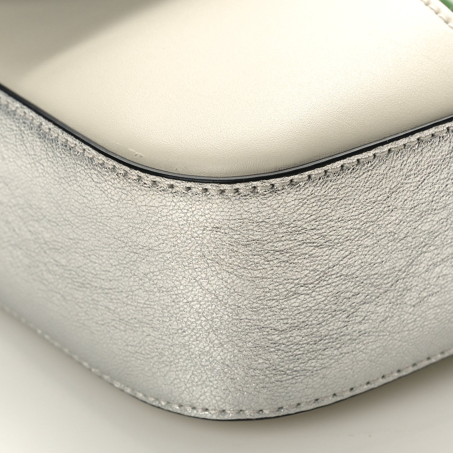 Gucci Senna Calfskin Petite GG Top Handle Shoulder Bag Mystic White Silver Multicolor 10 of 12