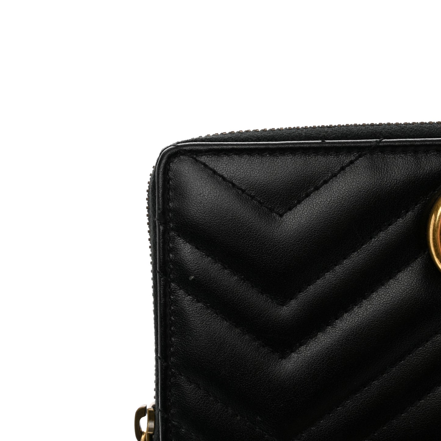 Calfskin Matelasse GG Marmont Zip Around Wallet Black