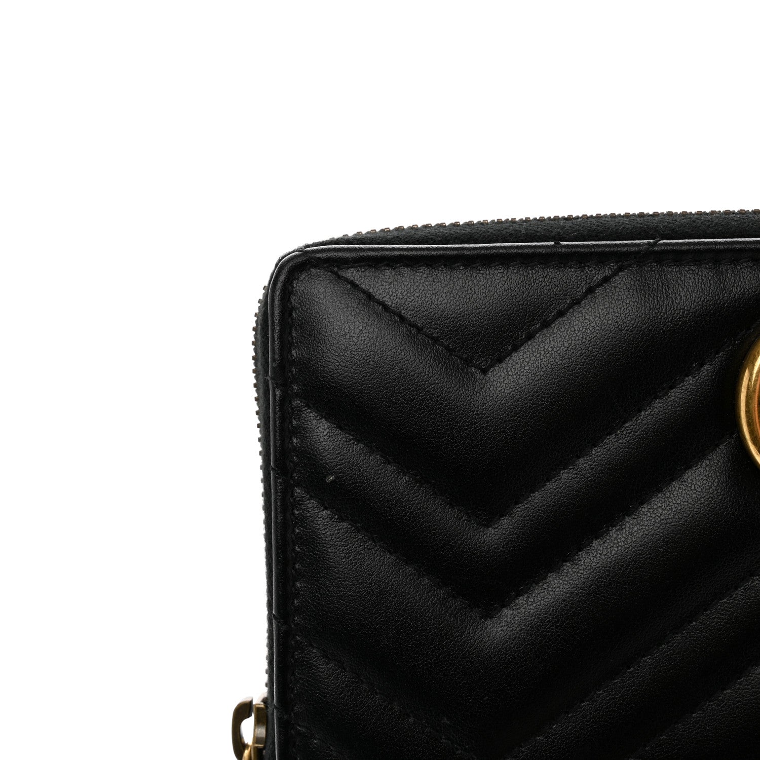 Gucci Calfskin Matelasse GG Marmont Zip Around Wallet Black 8 of 12