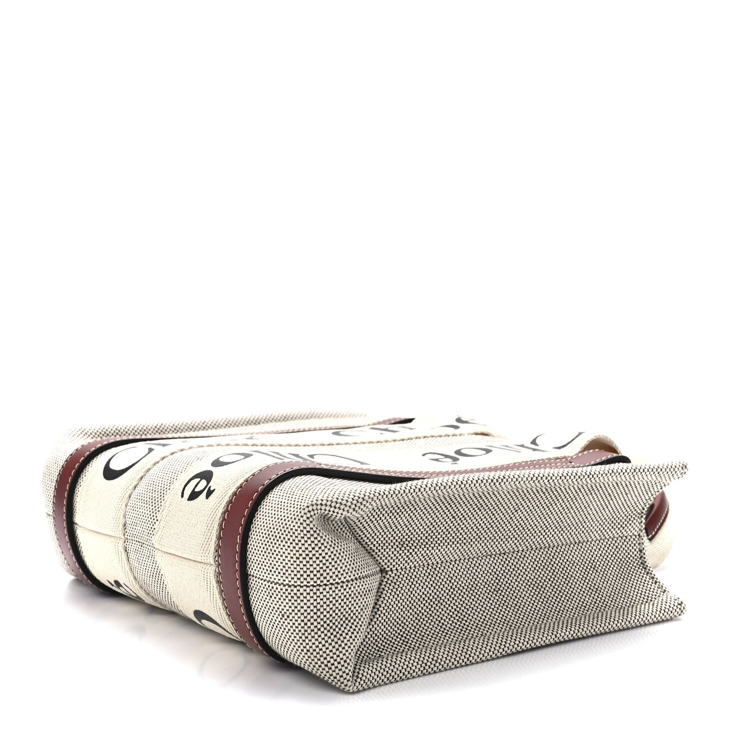 Cotton Calfskin Small Woody Ribbon Tote White Brown