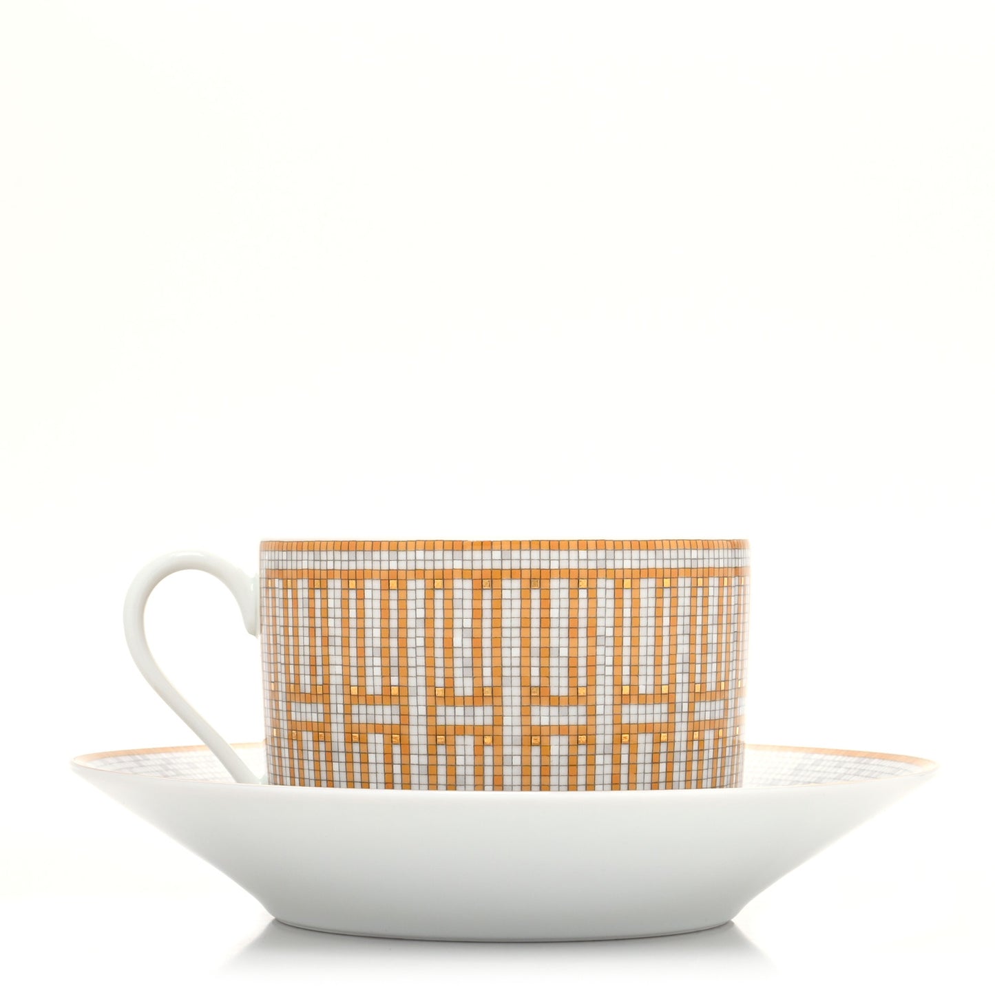 Porcelain Mosaique Au 24 Gold Breakfast Cup and Saucer