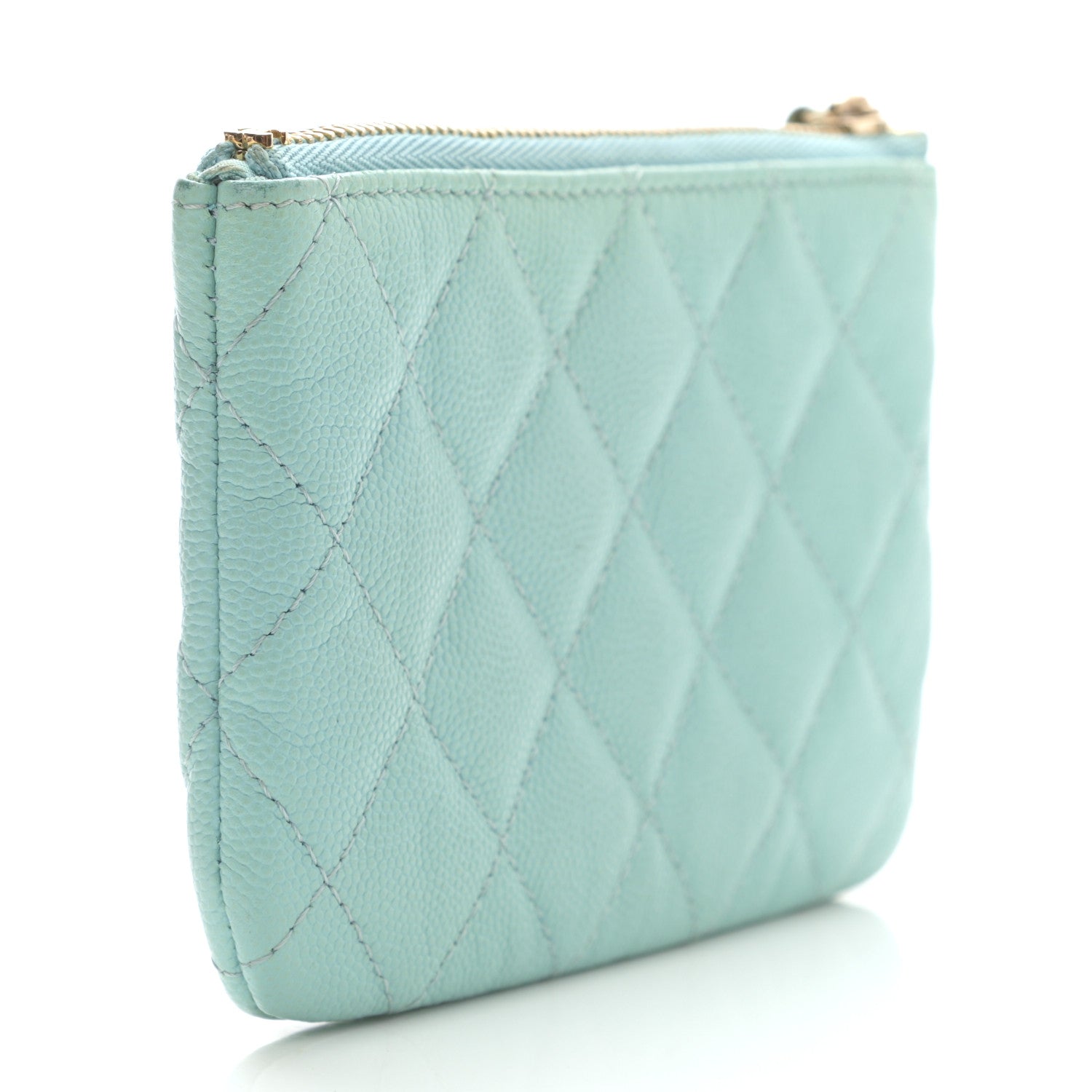 Chanel Caviar Quilted Small Cosmetic Case Light Blue 3 of 13