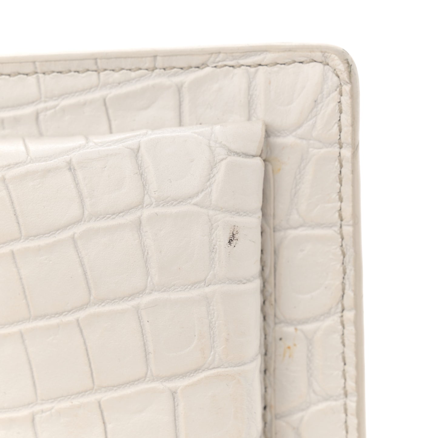 Calfskin Crocodile Embossed Medium Monogram Sunset Blanc Vintage
