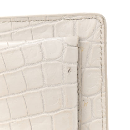 Saint Laurent Calfskin Crocodile Embossed Medium Monogram Sunset Blanc Vintage 14 of 17