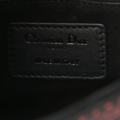 Christian Dior Smooth Calfskin Painted Mini Heart Clover Lady Dior Black Red 6 of 16