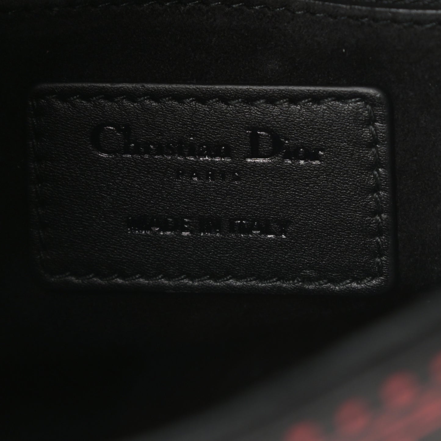 Smooth Calfskin Painted Mini Heart Clover Lady Dior Black Red