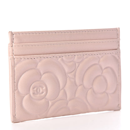 Chanel Lambskin Camellia Embossed Card Holder Nude 3 of 13