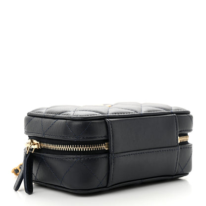 Chanel Lambskin Quilted Chain Top Handle Vanity Case Blue 4 of 12