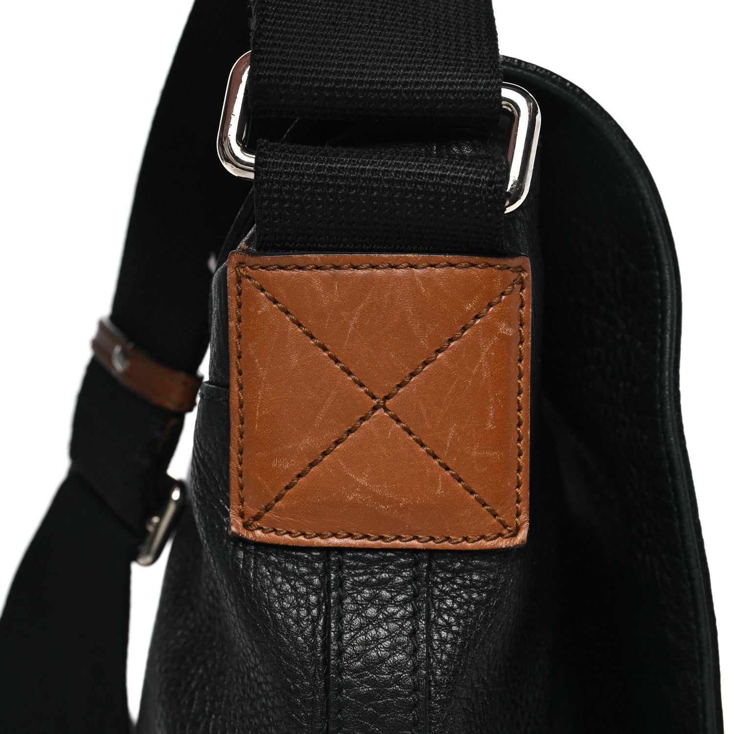 Gucci Pebbled Calfskin Web Messenger Bag Black 12 of 14