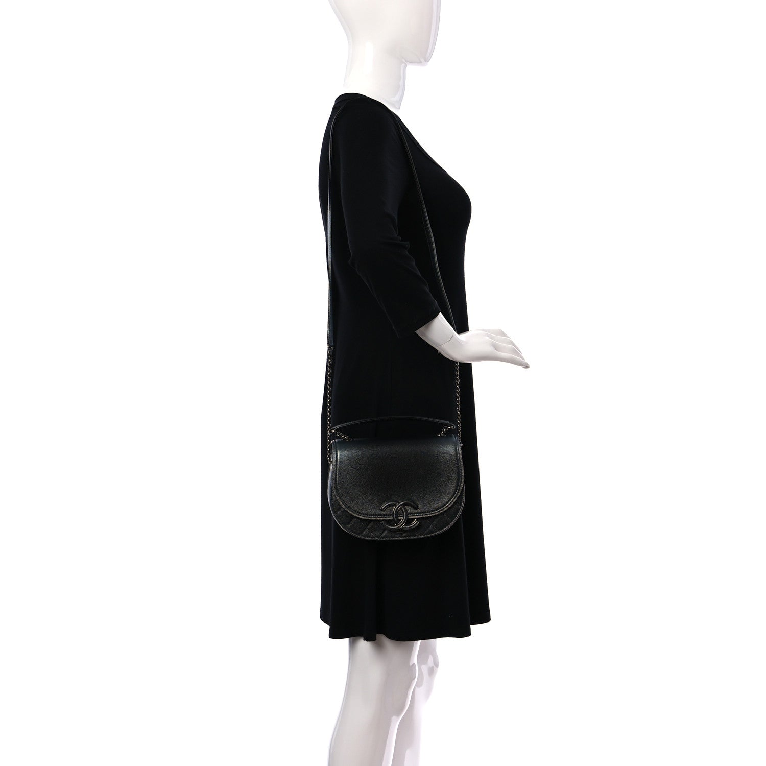 Chanel Metallic Caviar Small Coco Curve Messenger Flap Black Ruthenium 2 of 10