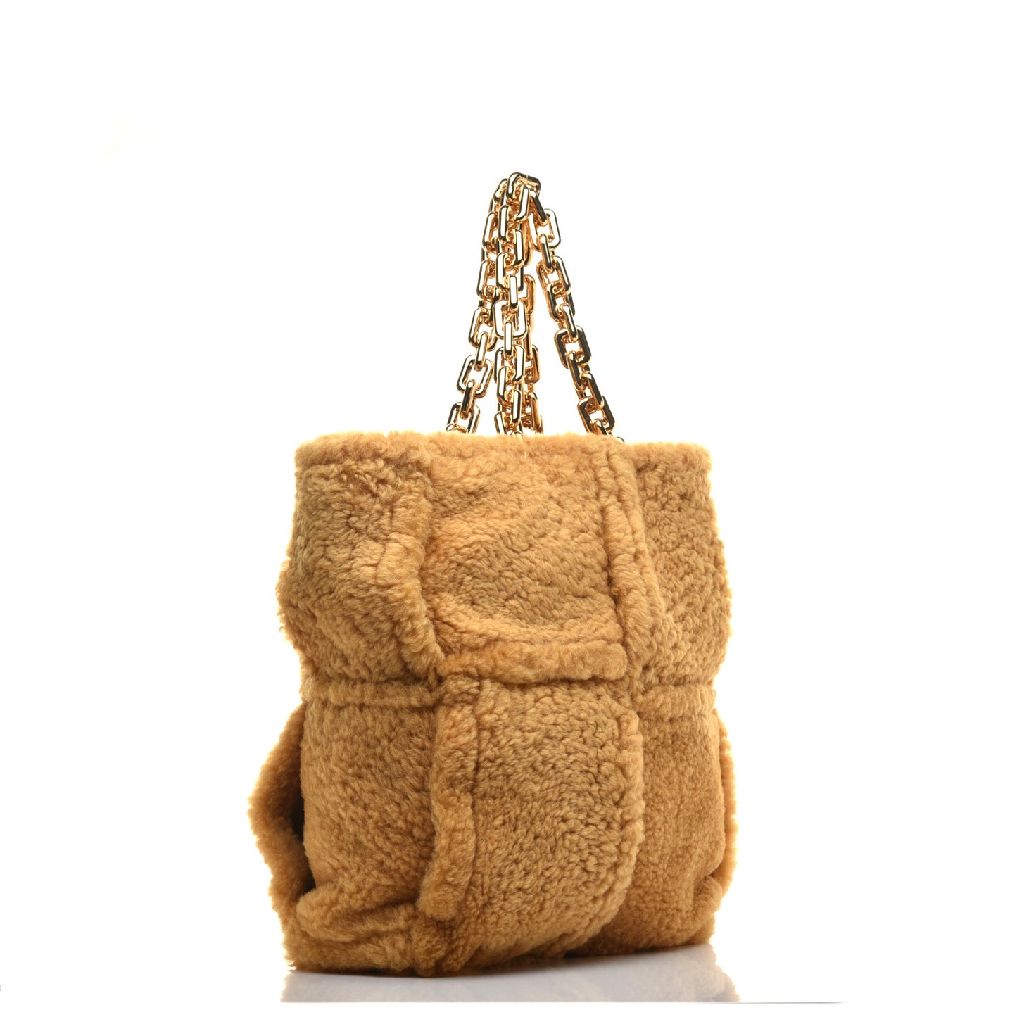 Shearling Intrecciato The Chain Tote Curry