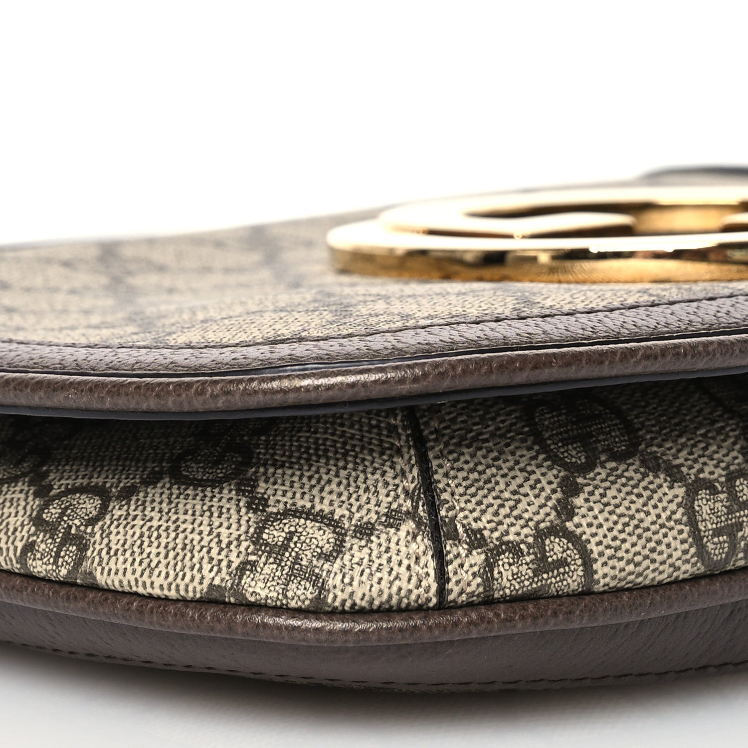 Gucci GG Supreme Monogram Textured Dollar Calfskin Blondie Chain Shoulder Flap Bag Beige Ebony New Acero 8 of 13