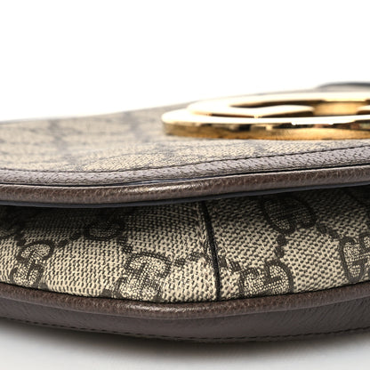 Gucci GG Supreme Monogram Textured Dollar Calfskin Blondie Chain Shoulder Flap Bag Beige Ebony New Acero 8 of 13