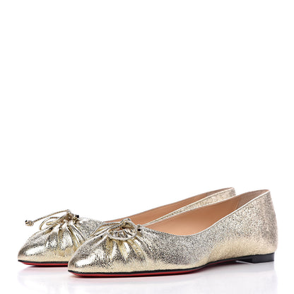 Christian Louboutin Metallic Nappa Merimee Flats 38.5 Platine 3 of 8