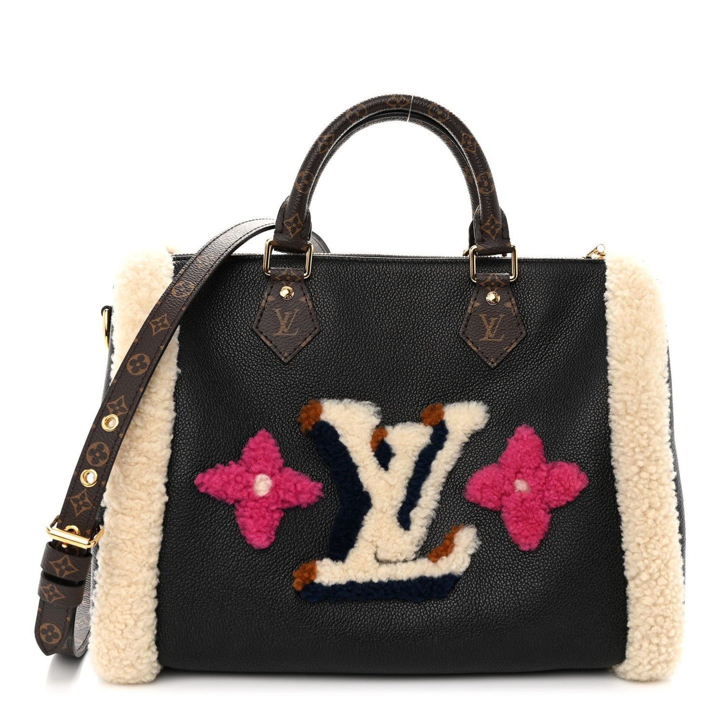 Calfskin Monogram Teddy Speedy Bandouliere 30 Black