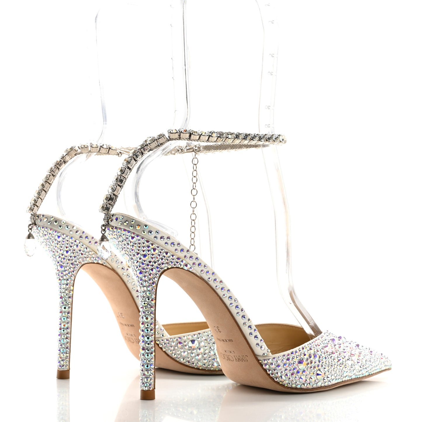Satin Crystal Saeda 100 Pumps 38 Ivory