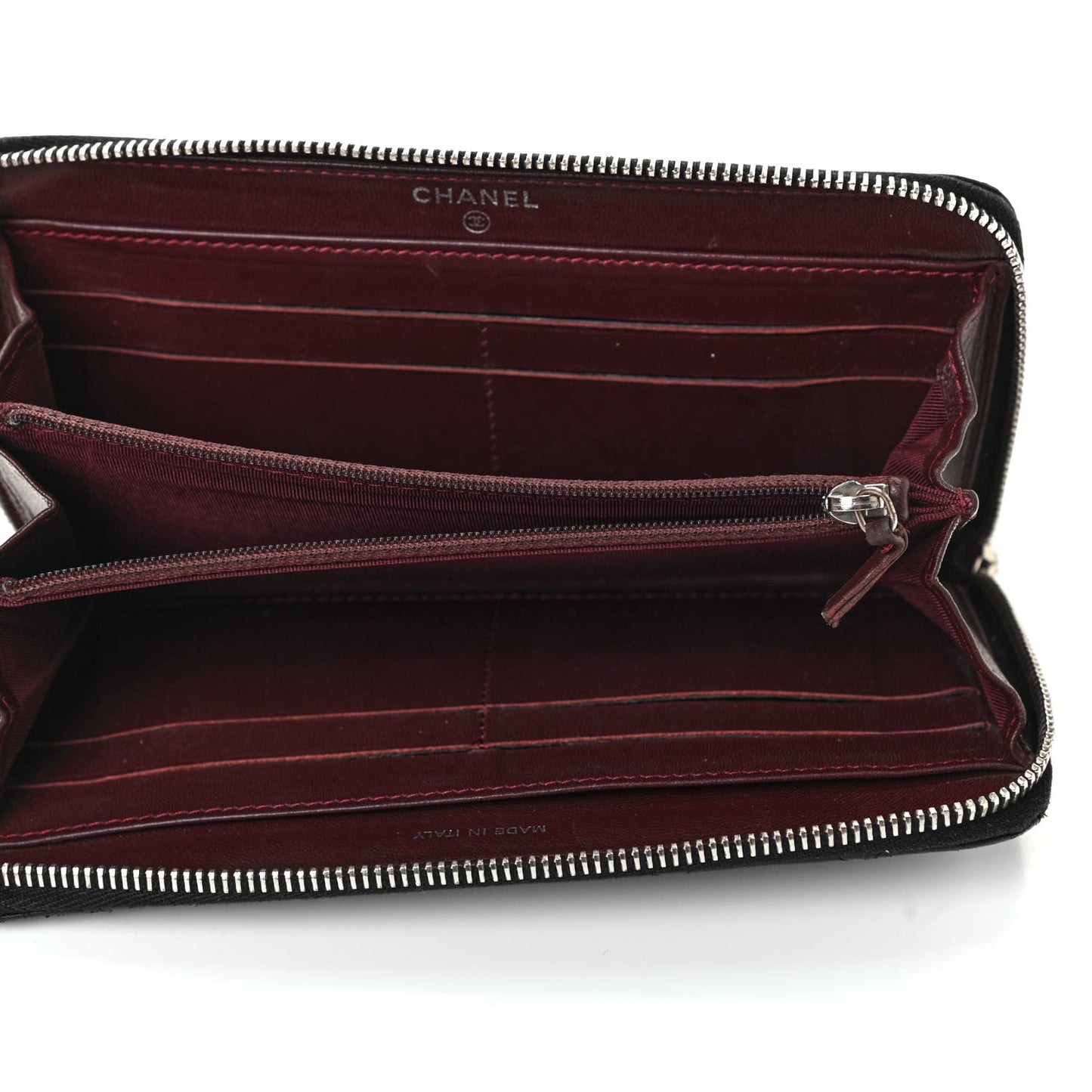 Lambskin Quilted Large Gusset Zip Around Wallet Black