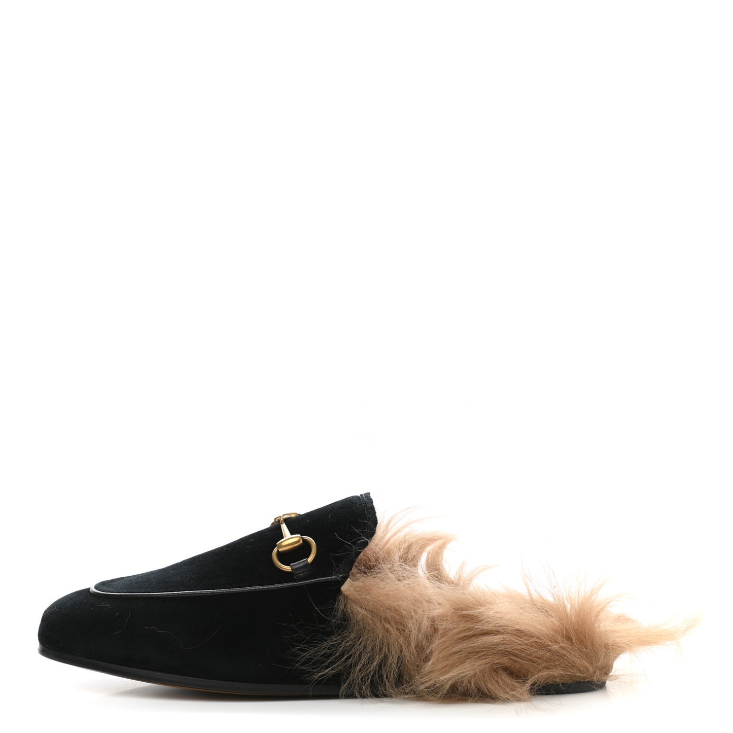 Velvet Fur Womens Princetown Slippers 35 Black