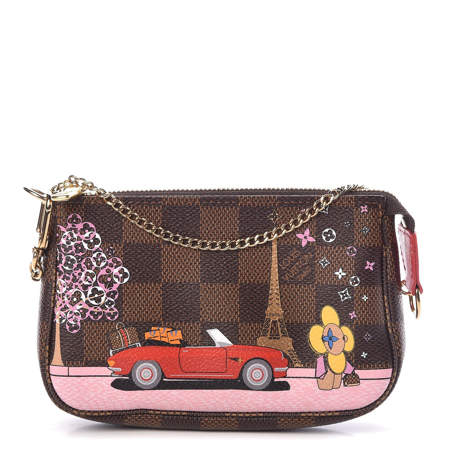 Damier Ebene 2019 Christmas Animation Mini Pochette Accessories Red