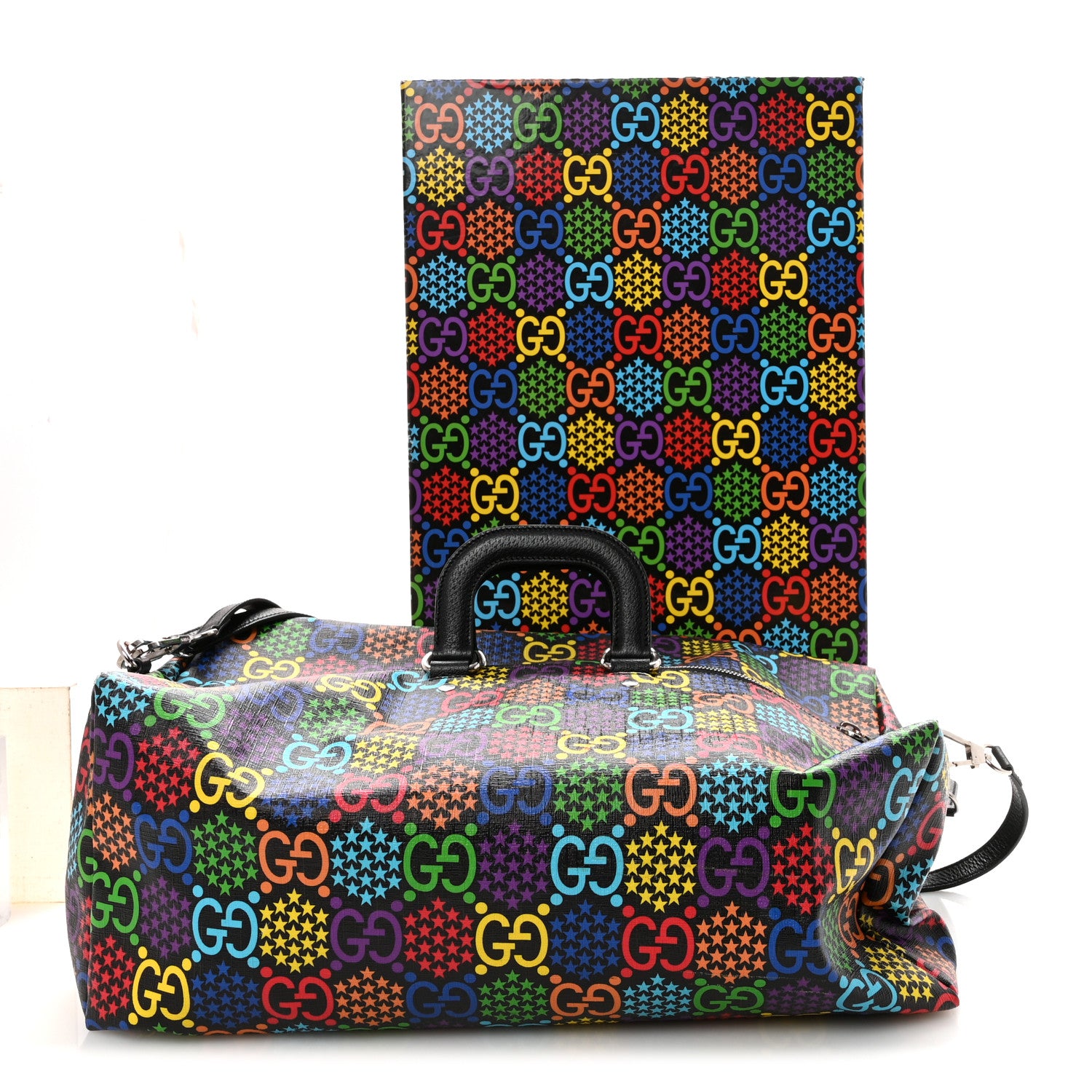 Gucci GG Supreme Monogram Psychedelic Duffle Backpack Black Multicolor 10 of 10